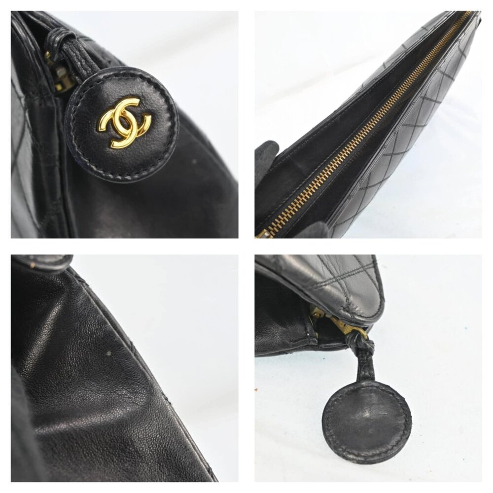 AUTHENTIC CHANEL Matelasse Black Leather Pouch Bag bsj797-121225 - Picture 7 of 16